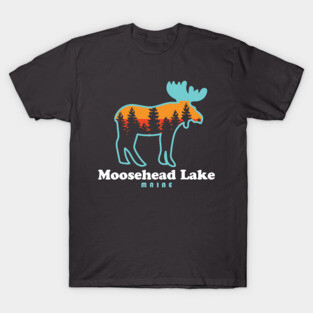 Moosehead Lake Maine Moose Retro T-Shirt