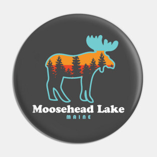 Moosehead Lake Maine Moose Retro Pin