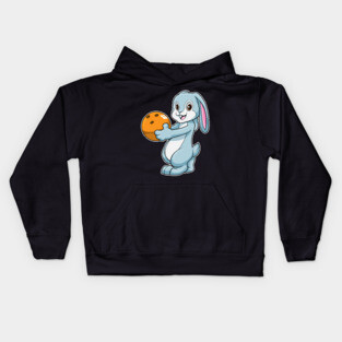 Rabbit at Bowling with Bowling ball Kids Hoodie