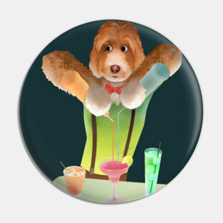 Master Bartender Dog - Cocktail Party Art Pin