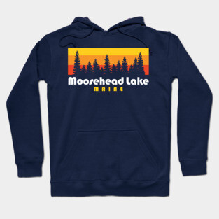 Moosehead Lake Maine Retro Sunset Hoodie