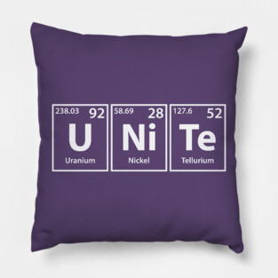 Unite (U-Ni-Te) Periodic Elements Spelling Pillow