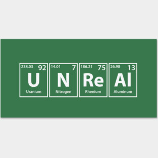 Unreal (U-N-Re-Al) Periodic Elements Spelling Posters and Art