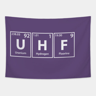 Uhf (U-H-F) Periodic Elements Spelling Tapestry