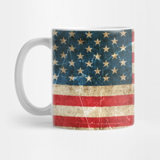 Vintage Aged and Scratched American Flag Mug