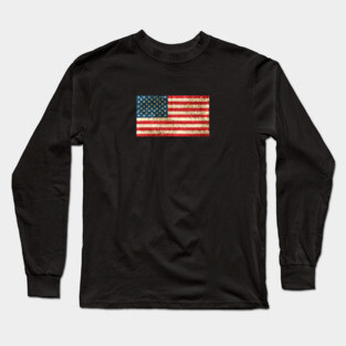 Vintage Aged and Scratched American Flag Long Sleeve T-Shirt