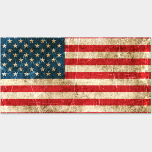 Vintage Aged and Scratched American Flag Posters and Art