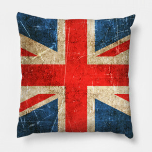 Vintage Aged and Scratched British Flag Pillow