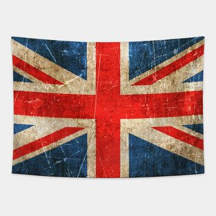 Vintage Aged and Scratched British Flag Tapestry