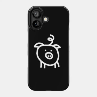 Minimal Pig in White Phone Case