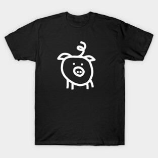 Minimal Pig in White T-Shirt