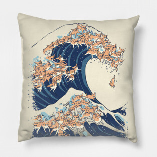 The Great Wave of Chihuahua Pillow
