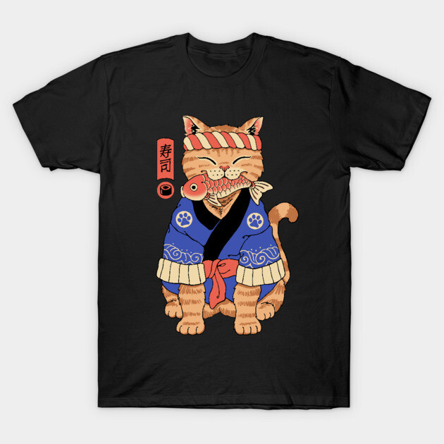 Sushi Meowster Cat T-Shirt by Meowster Catana by Vincent Trinidad Art 