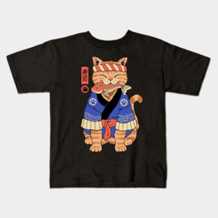 Sushi Meowster Cat Kids T-Shirt