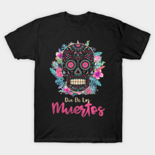 Dia De Los Muertos Flower Sugar Skull T-Shirt