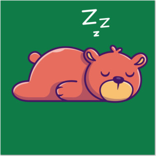Cute Teddy Bear Sleeping Cartoon Posters and Art