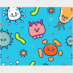 Cute Virus Cartoon (4) Posters and Art