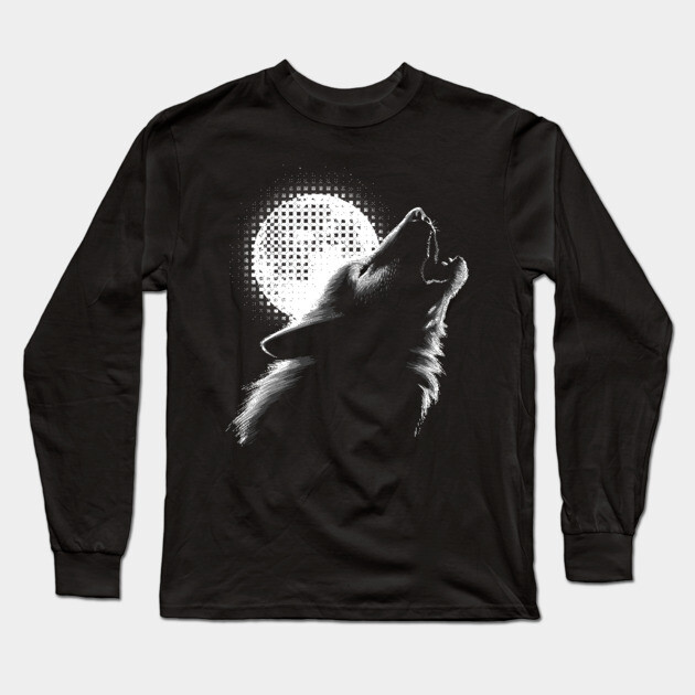 Wolf moon Long Sleeve T-Shirt by albertocubatas