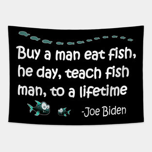 Funny Anti Joe Biden Political Funny Sarcastic Fishing Idiot Tapestry
