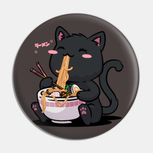 Ramen Cat Kawaii Neko Ramen Bowl Anime Black Cat Pin