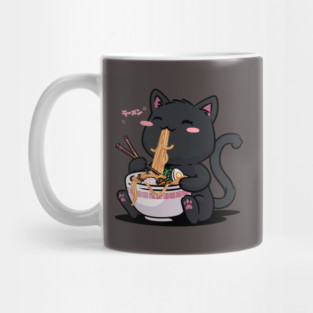 Ramen Cat Kawaii Neko Ramen Bowl Anime Black Cat Mug