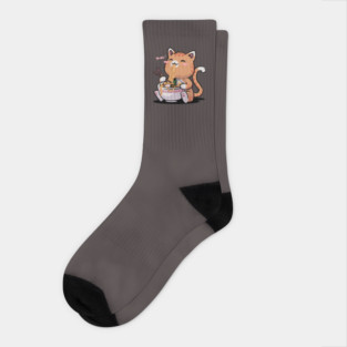 Cat Ramen Kawaii Neko Bowl Anime Otaku Caramel Cat Socks