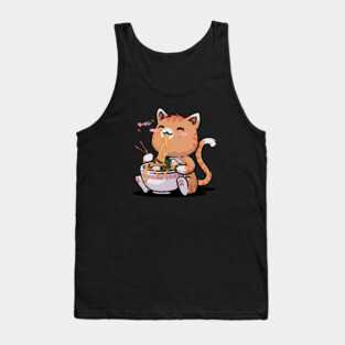 Cat Ramen Kawaii Neko Bowl Anime Otaku Caramel Cat Tank Top