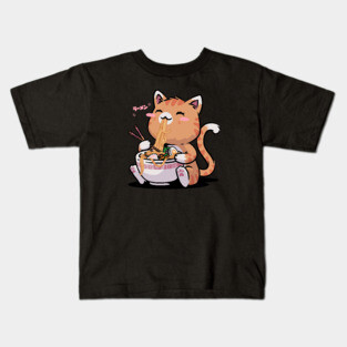 Cat Ramen Kawaii Neko Bowl Anime Otaku Caramel Cat Kids T-Shirt