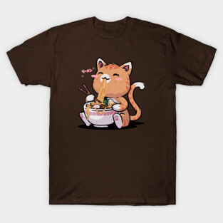 Cat Ramen Kawaii Neko Bowl Anime Otaku Caramel Cat T-Shirt