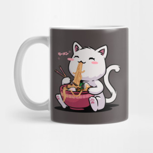 Kawaii Neko Cat Ramen Bowl Anime Otaku White Cat Mug