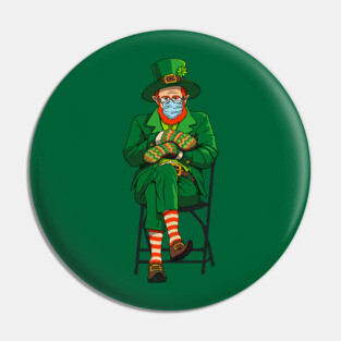 Leprechaun Bernie Sanders Mittens Meme St. Patricks Day Pin