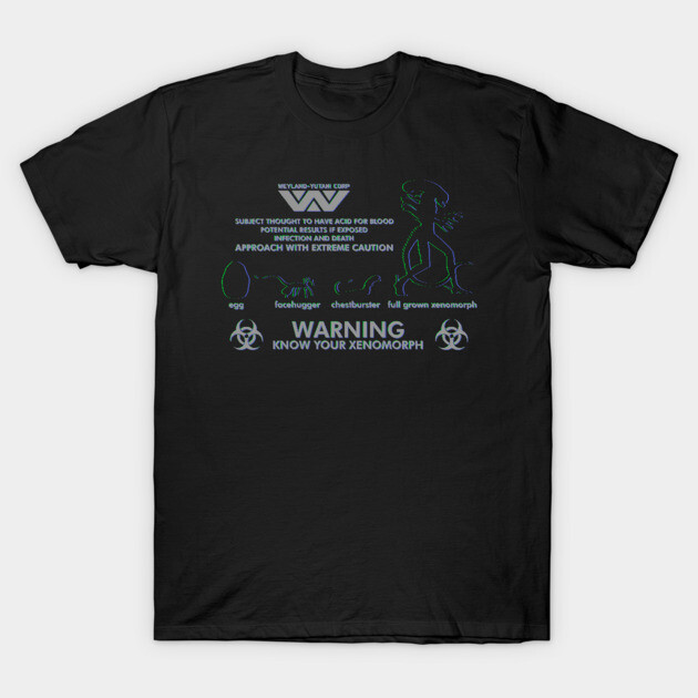 Warning Know Your Xenomorph from the 1979 movie Alien T-Shirt