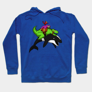 T-Rex Dinosaur Sloth Riding Orca Whale Hoodie