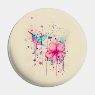 Hibiscus Hummingbird Pin