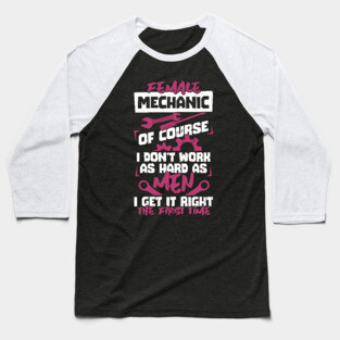 Female Car Diesel Mechanic Gift Baseball T-Shirt