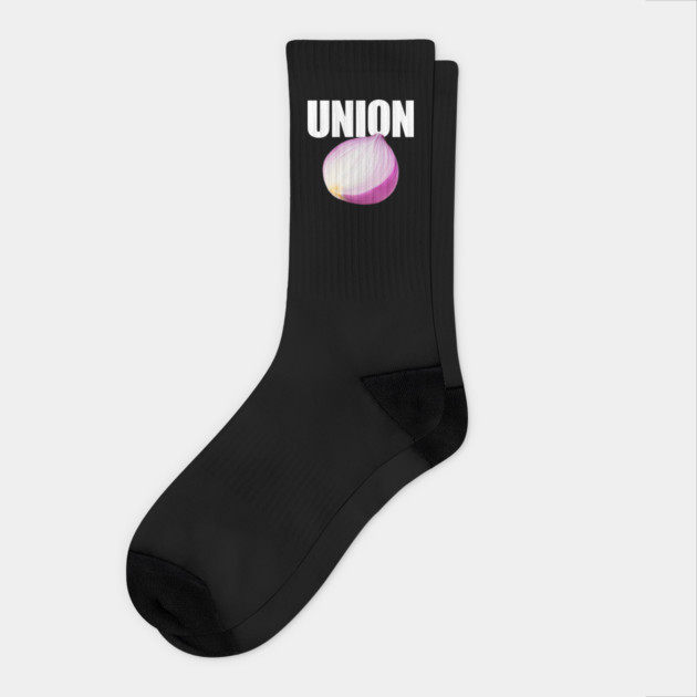 Union Funny Misspelled Onion Socks by belownormal