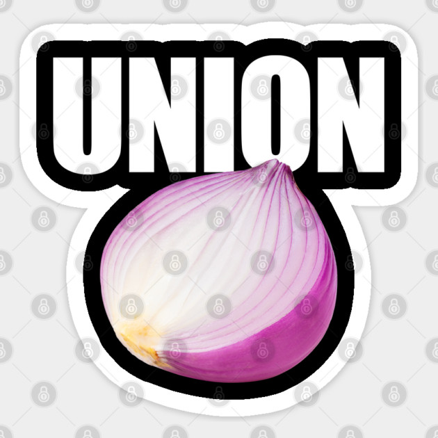 Union Funny Misspelled Onion Sticker by belownormal