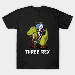 Three Rex Dinosaur 3rd Birthday Party Shark Pirate T-Shirt