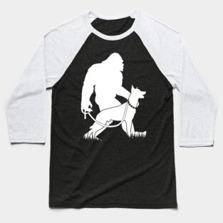 Bigfoot Walking Belgian Malinois Baseball T-Shirt