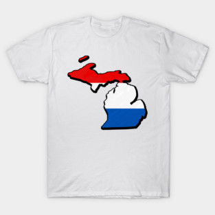 Red, White, and Blue Michigan Outline T-Shirt