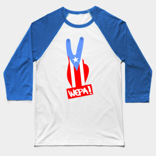 Puerto Rico Wepa Boricua Flag Peace Sign Baseball T-Shirt