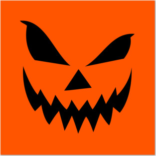 Scary Jack O' Lantern Pumpkin Face Posters and Art