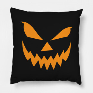 Scary Jack O' Lantern Pumpkin Face (orange version) Pillow