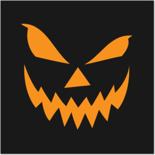 Scary Jack O' Lantern Pumpkin Face (orange version) Posters and Art