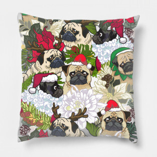 Because Christmas Pug Pillow