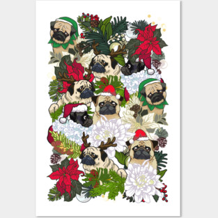Because Christmas Pug Posters and Art