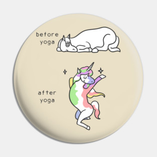 Before and After Yoga Unicorn Pin