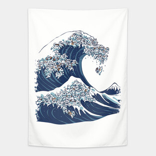 The Great Wave Shih Tzu Tapestry