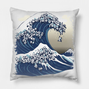 The Great Wave of Panda Pillow