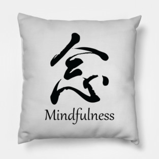 Mindfulness japonese kanji_dark Pillow